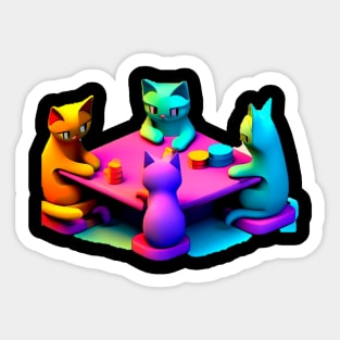 Cats playing cards Sticker